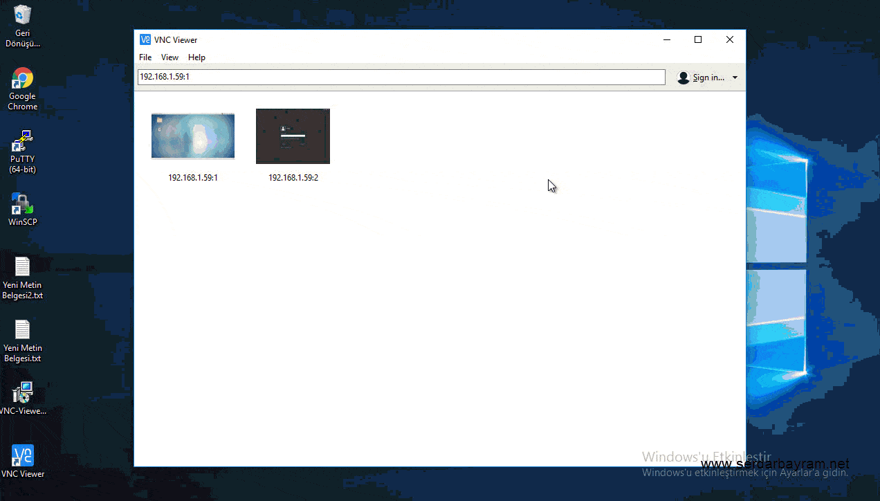 Windows connect to vnc server