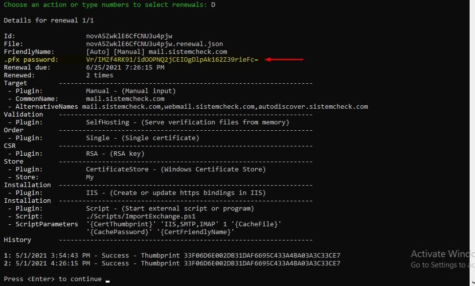 Let’s Encrypt sertifikasını Pfx olarak export etme 6