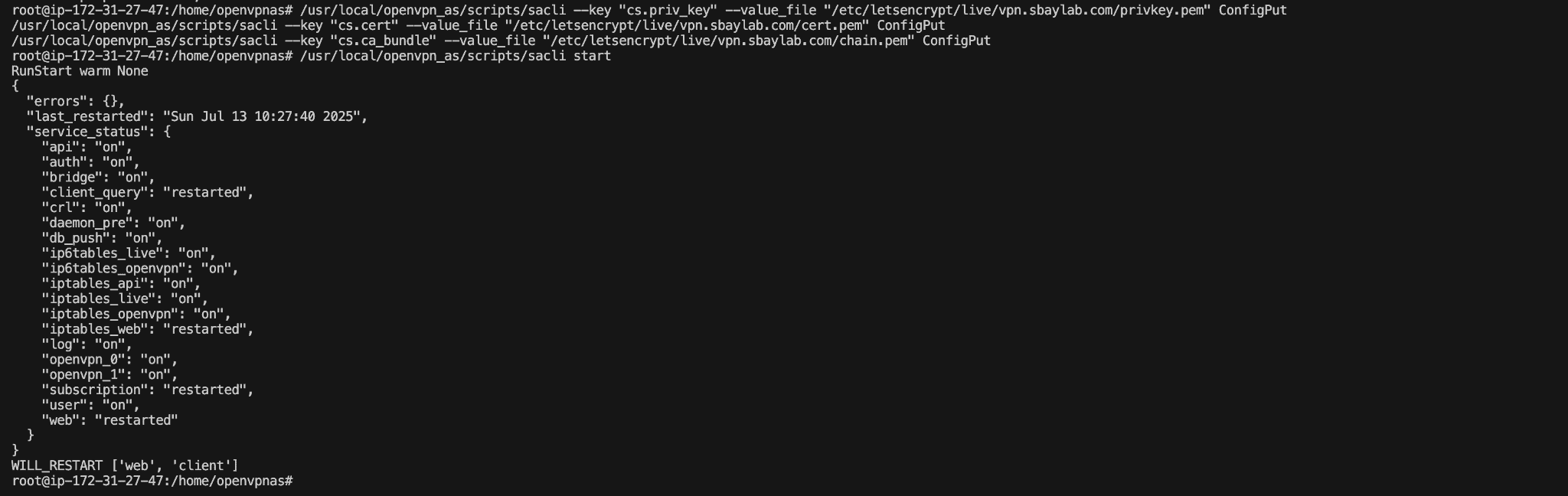 AWS üzerine OpenVpn Kurulumu 34